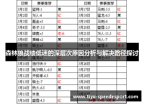 森林狼战绩低迷的深层次原因分析与解决路径探讨