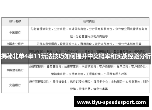 揭秘北单4串11玩法技巧如何提升中奖概率和实战经验分析